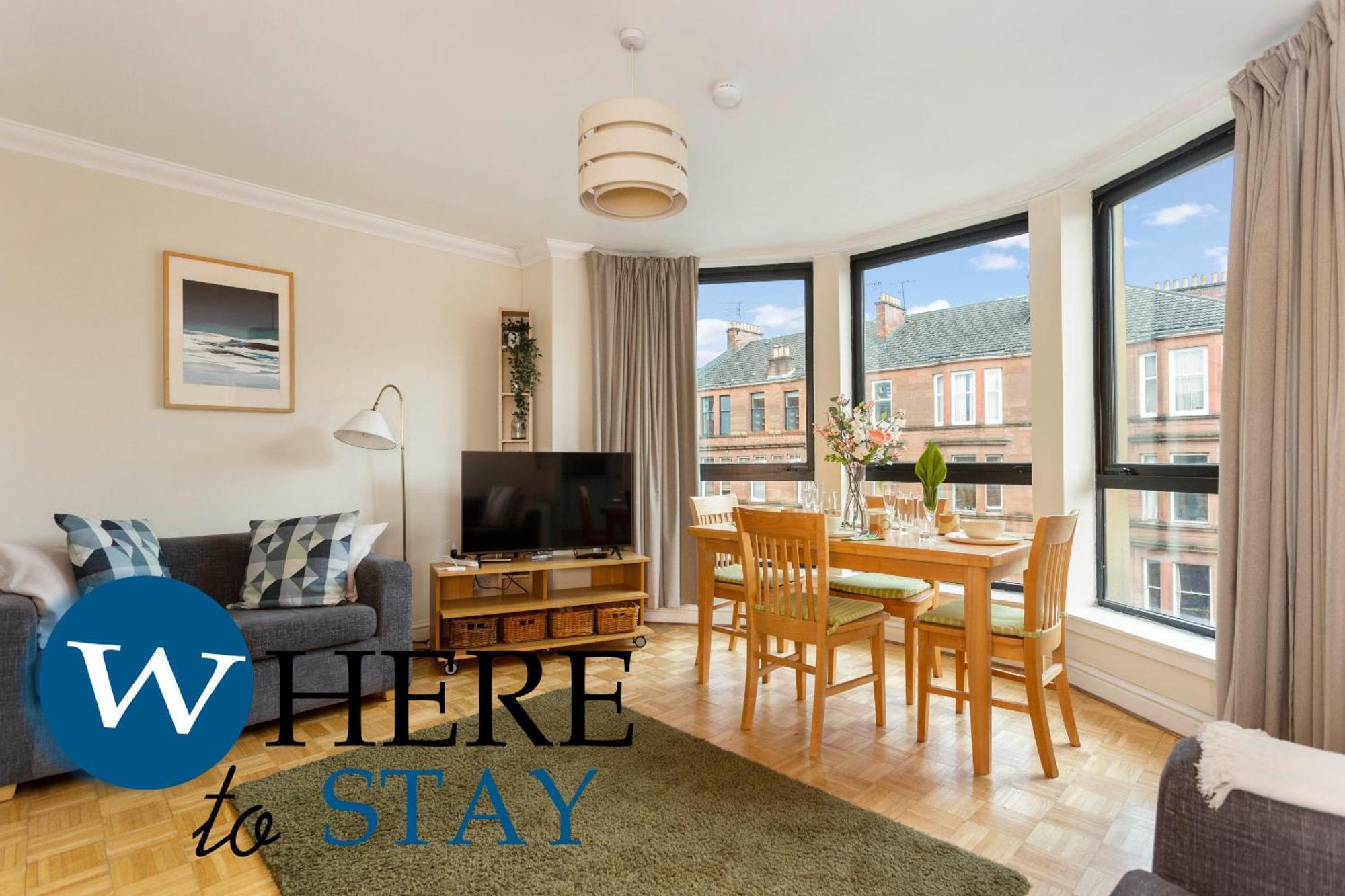 Bright 1 Bedroom Apartment-Private Parking Глазго Екстер'єр фото